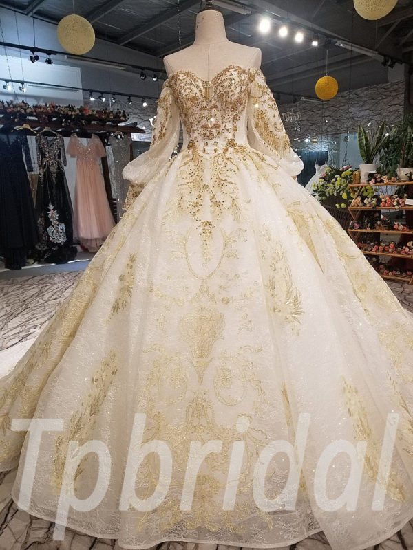 Gold wedding dresses online shopping gorgeous bridal gown sale • tpbridal