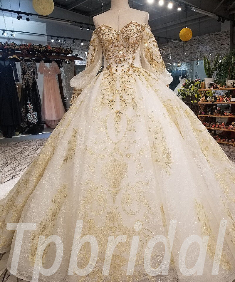 gold and white wedding dress 0235-01