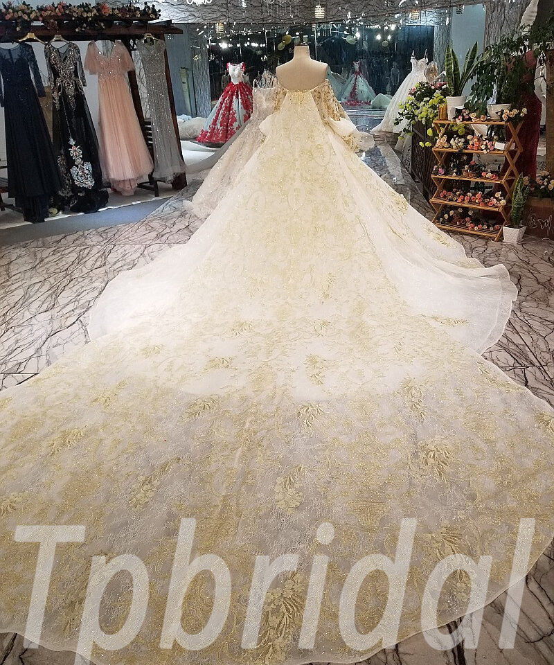 gold and white wedding dress 0235-03