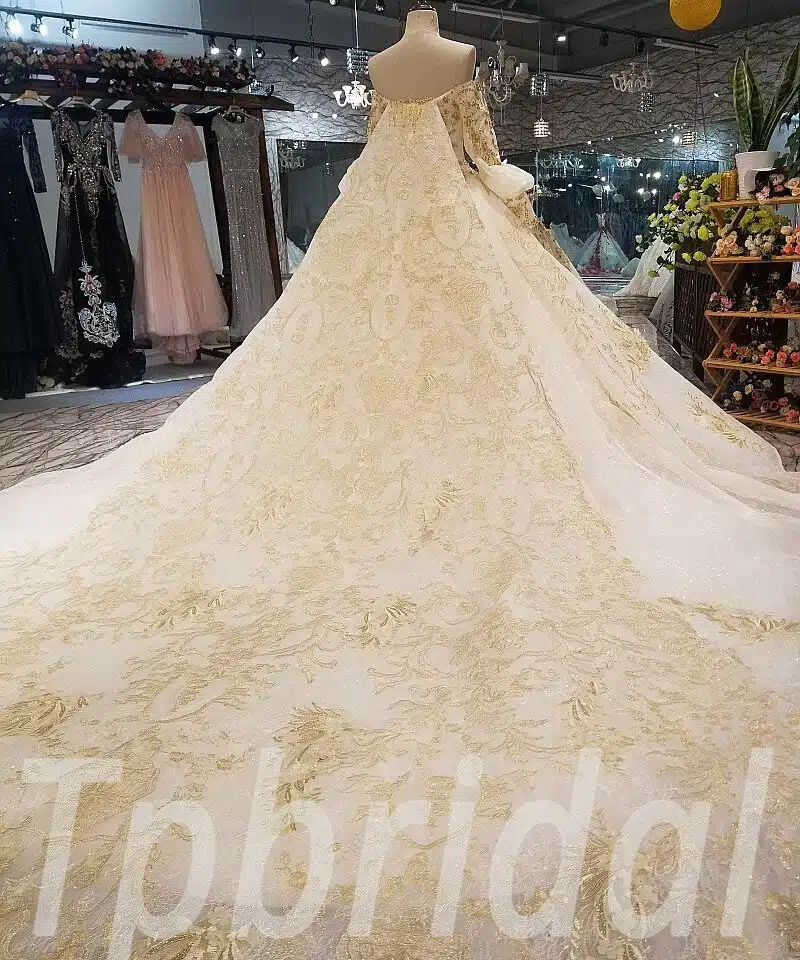 gold and white wedding dress 0235-05