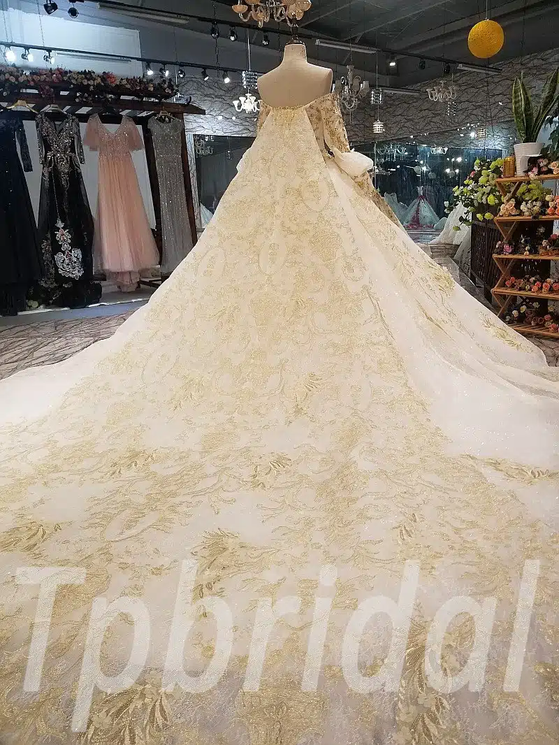 gold and white wedding dress 0235-05