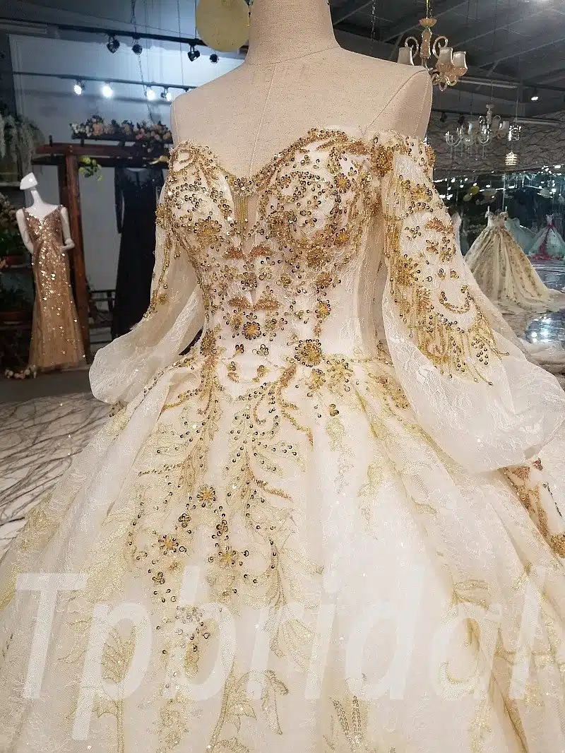 gold and white wedding dress 0235-06