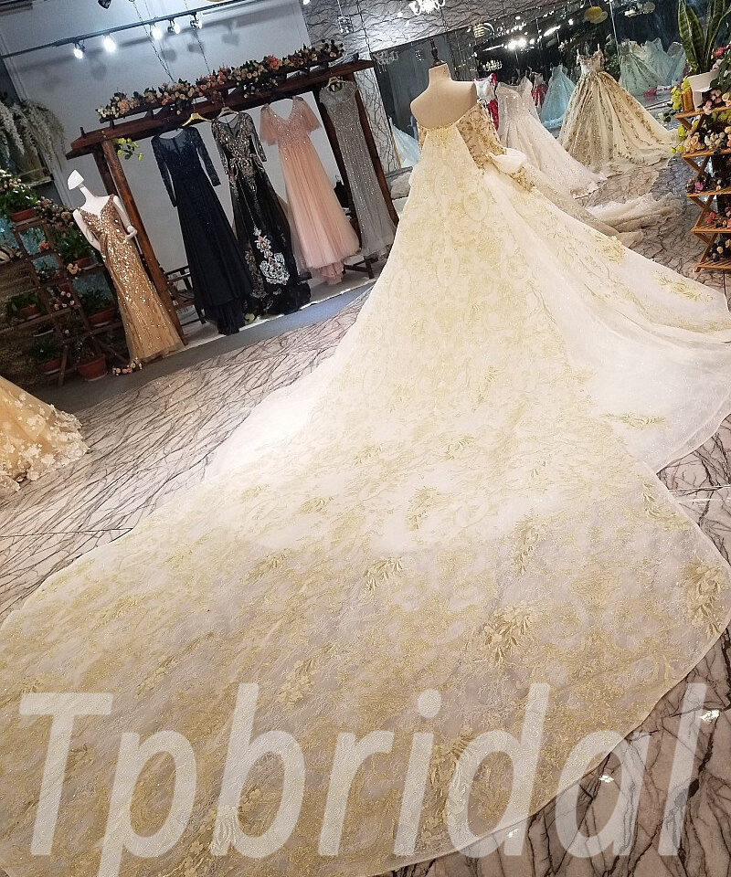 gold and white wedding dress 0235-