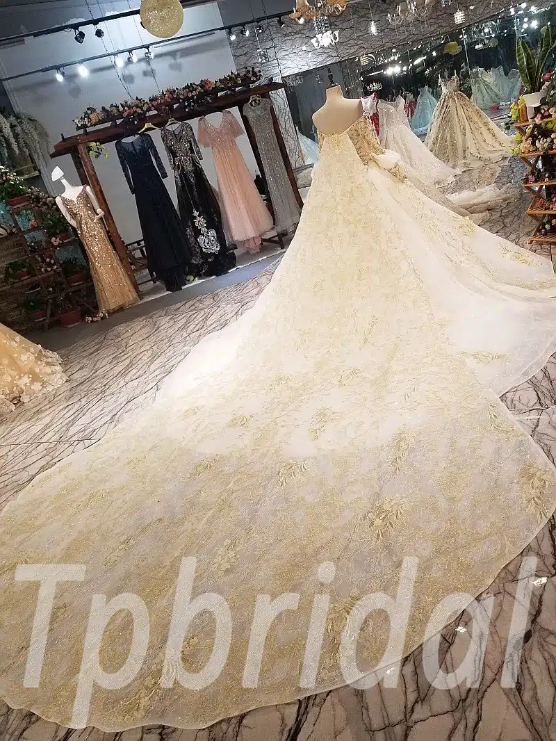 gold and white wedding dress 0235-