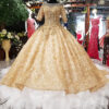 gold wedding dress plus size 0232-05