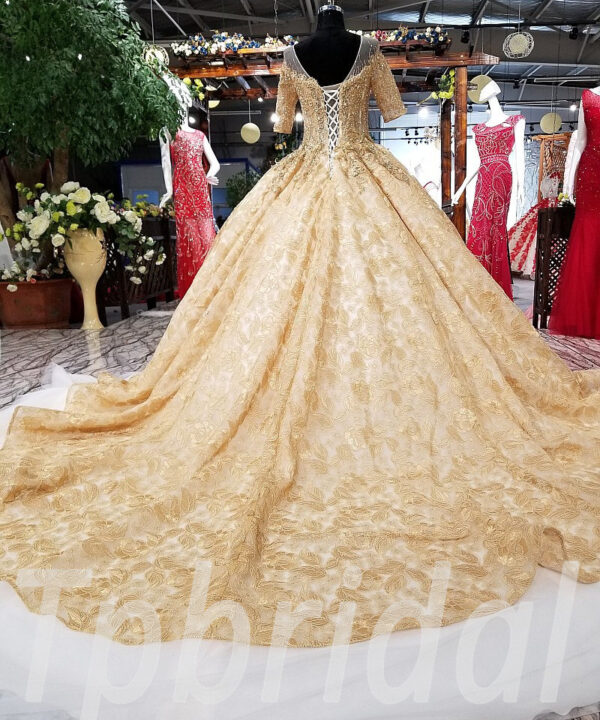 gold wedding dress plus size 0232-06