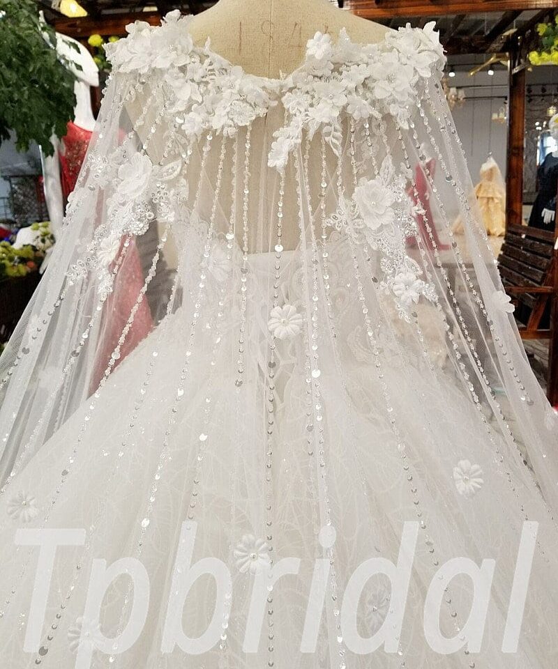 lace wedding dress with cape 0225-06