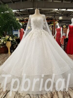 lace wedding dress with cape 0225-07