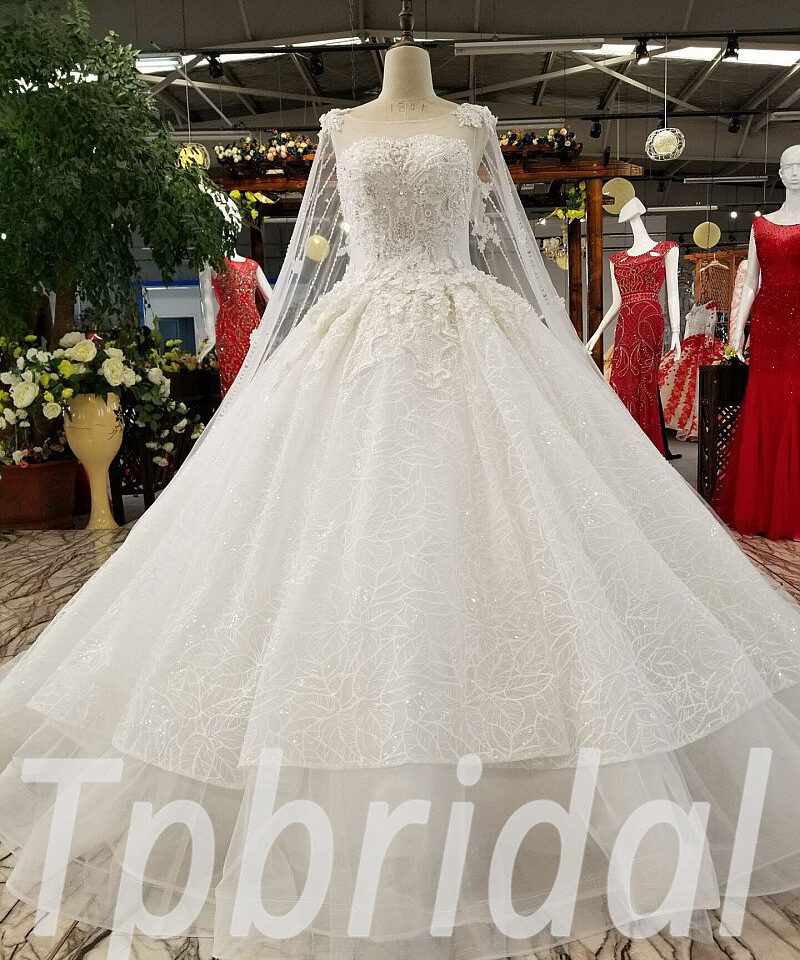 lace wedding dress with cape 0225-07