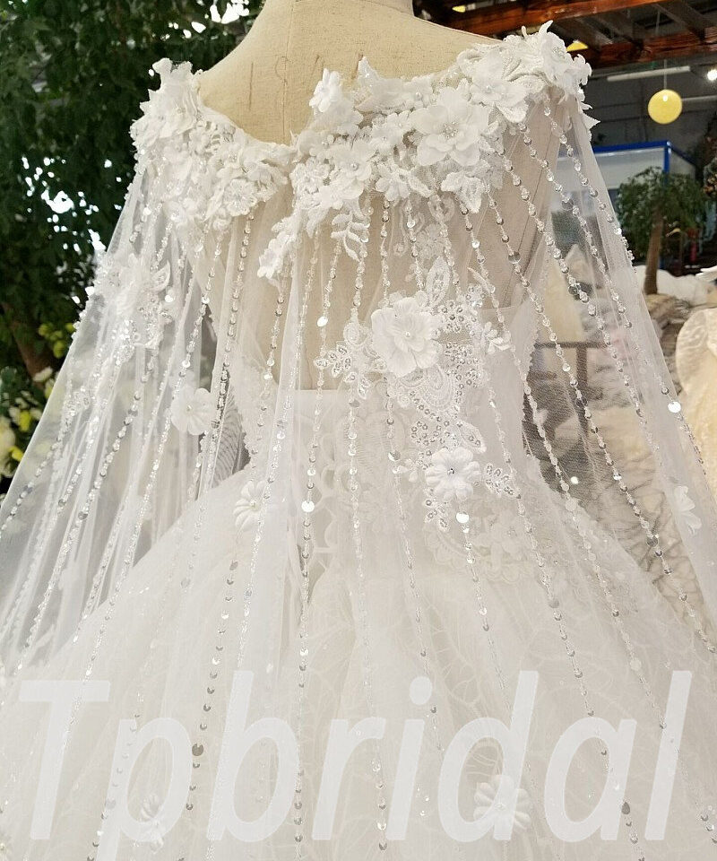 lace wedding dress with cape 0225-08