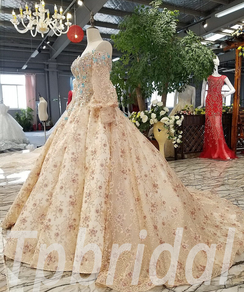 long sleeve wedding dress ball gown 0242-02