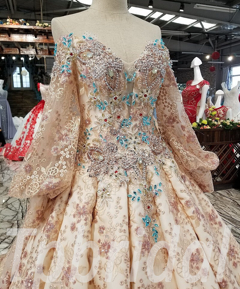 long sleeve wedding dress ball gown 0242-03