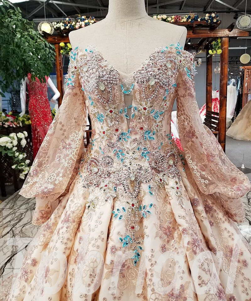 long sleeve wedding dress ball gown 0242-05