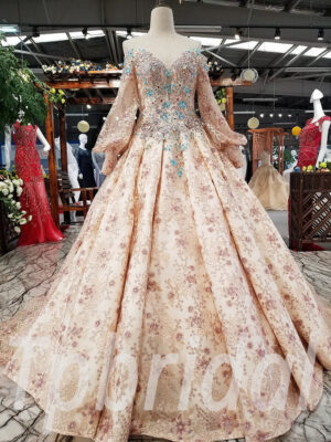 long sleeve wedding dress ball gown 0242-06