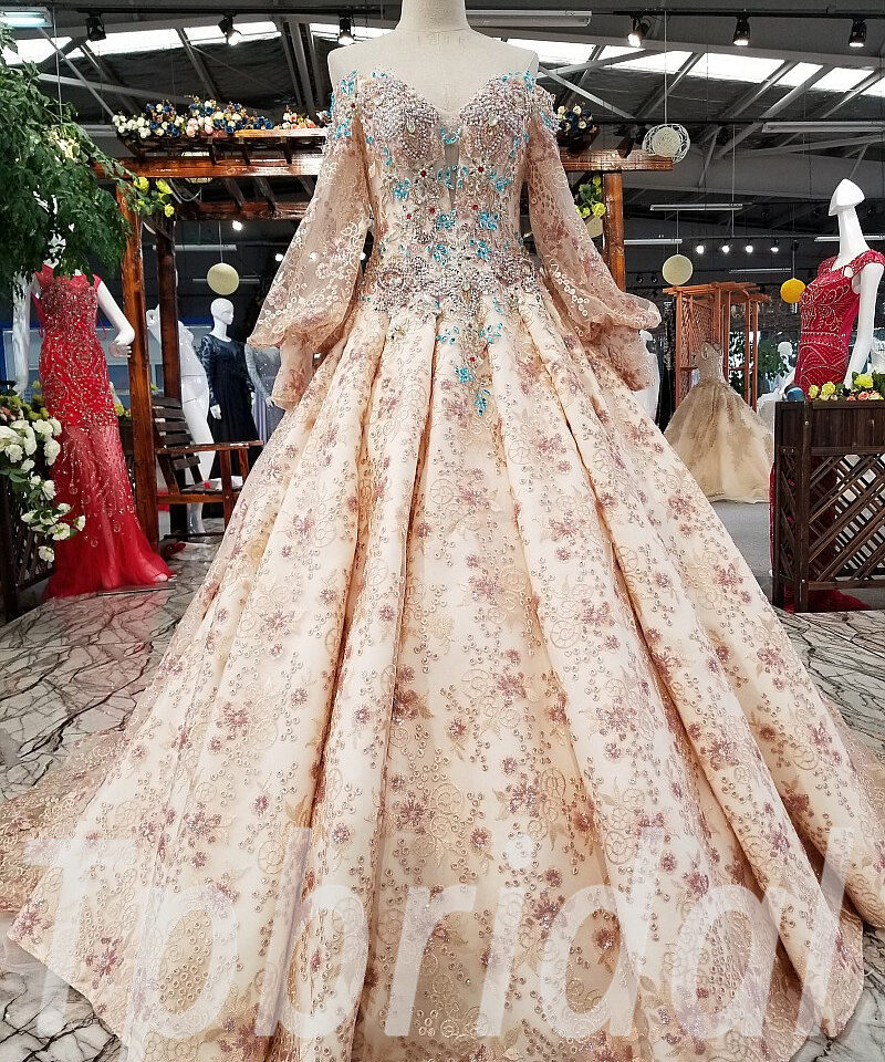 long sleeve wedding dress ball gown 0242-06