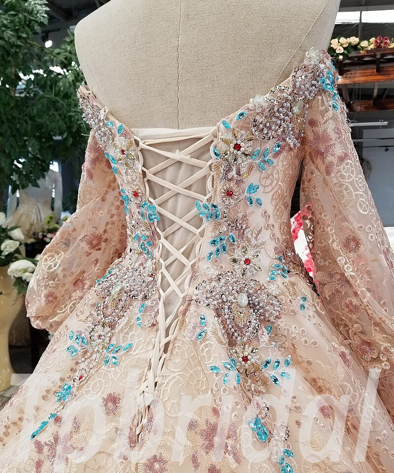 long sleeve wedding dress ball gown 0242-08