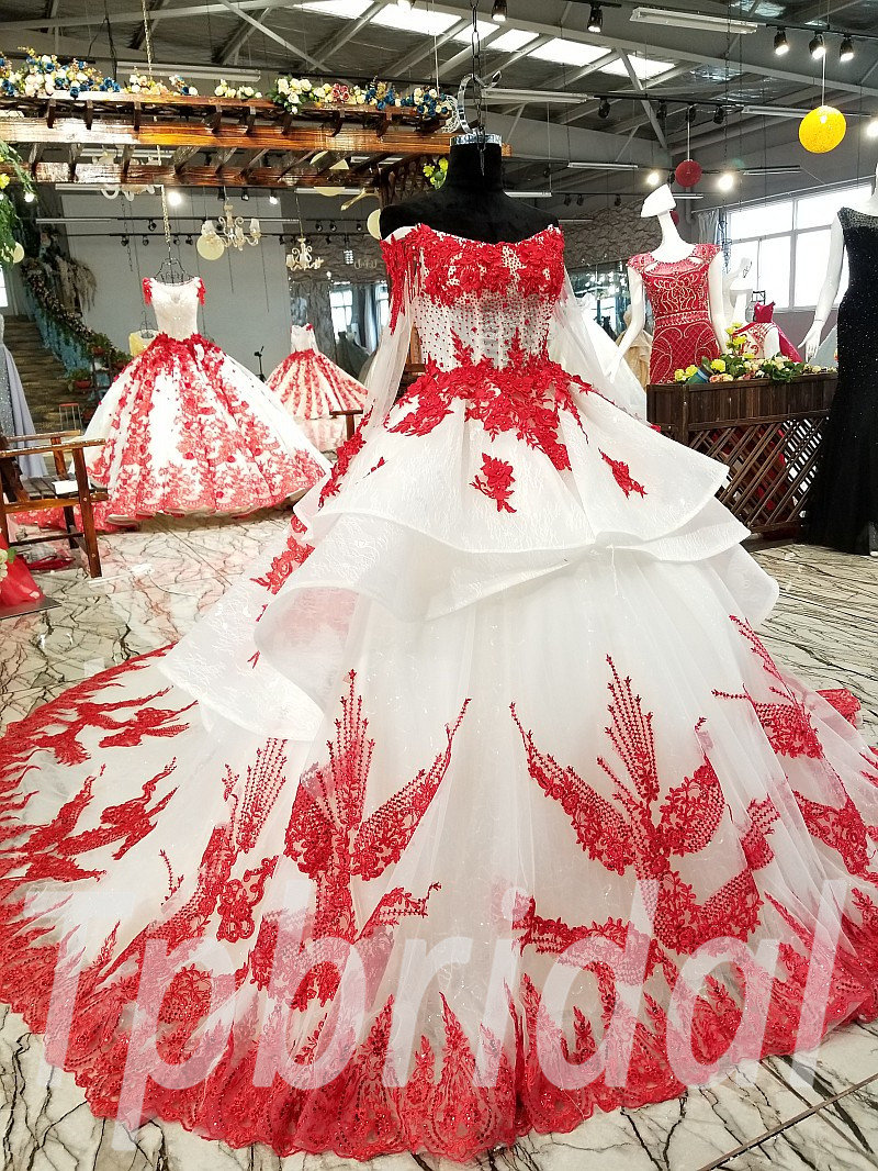 red and white wedding dresses