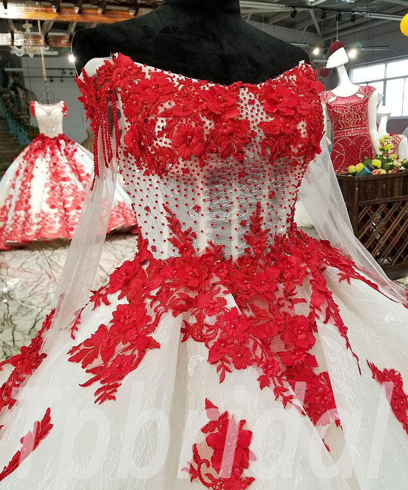 red and white wedding dress 0243-05