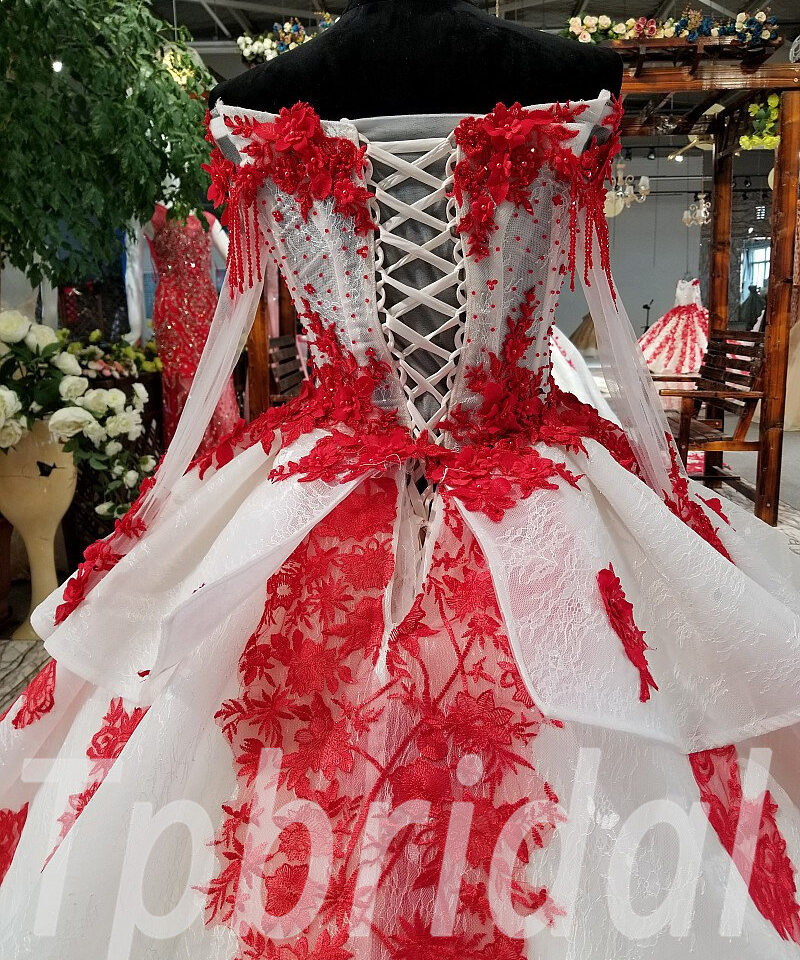 red and white wedding dress 0243-07