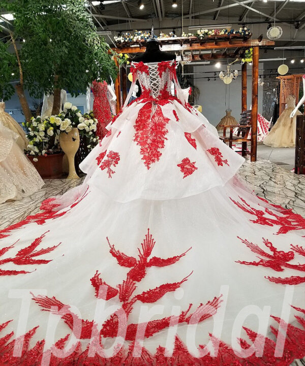 red and white wedding dress 0243-08