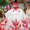 red and white wedding dress 0243-10