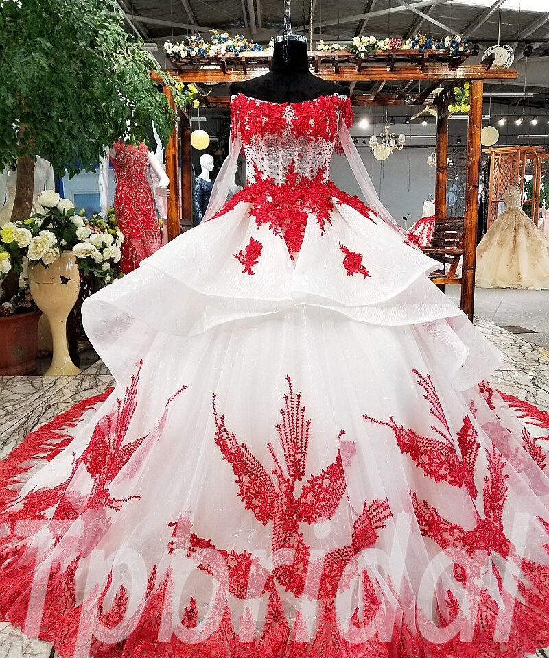 red and white wedding dress 0243-10