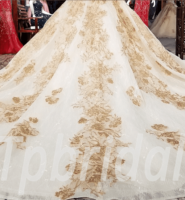 wedding dress gold lace 0240-01