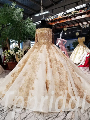 wedding dress gold lace 0240-05