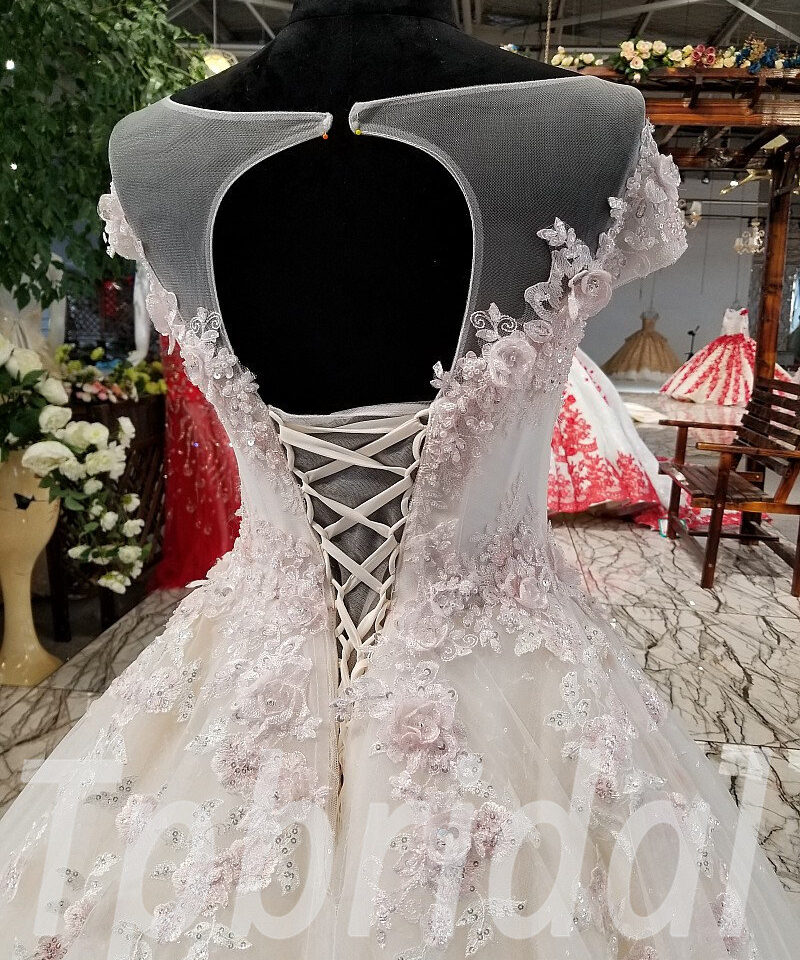 wedding dress pink and white 0238-03