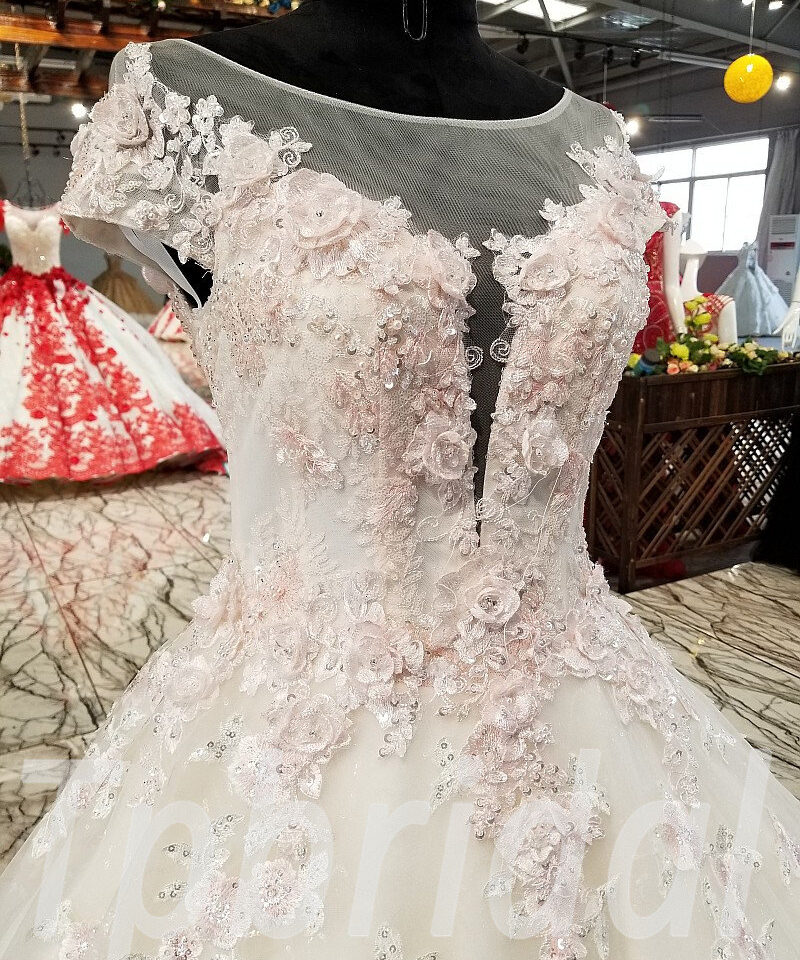 wedding dress pink and white 0238-04