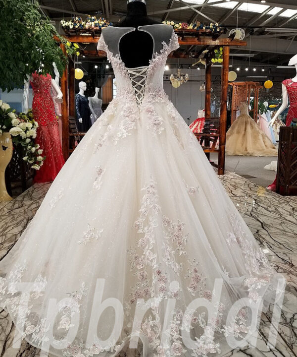 wedding dress pink and white 0238-05