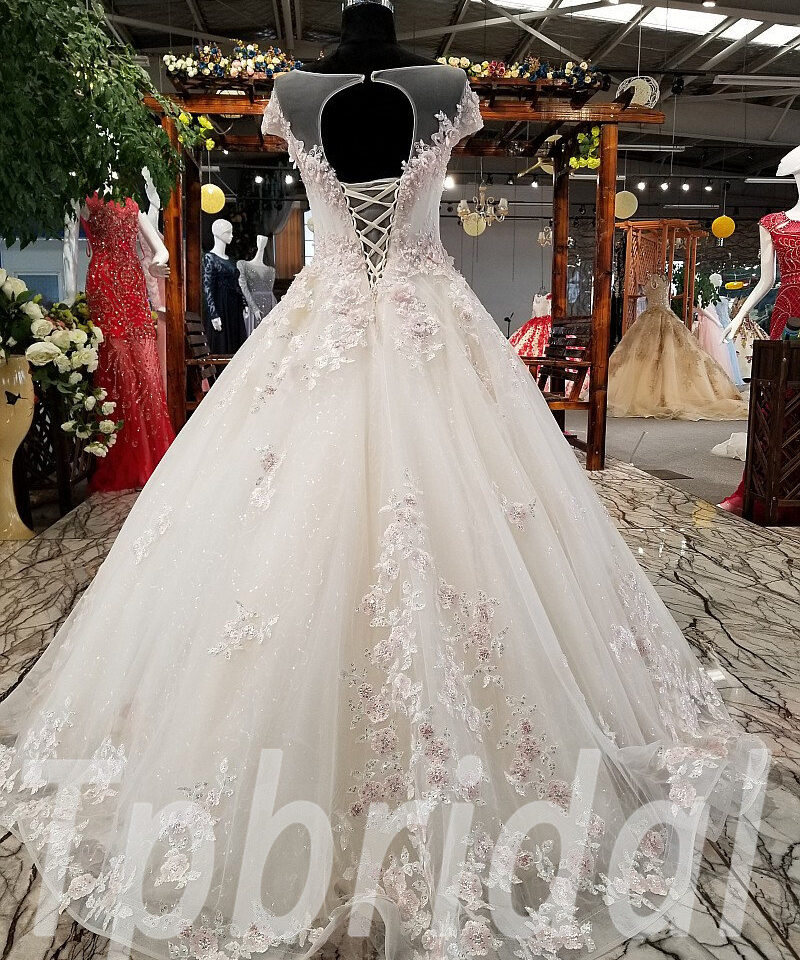 wedding dress pink and white 0238-05