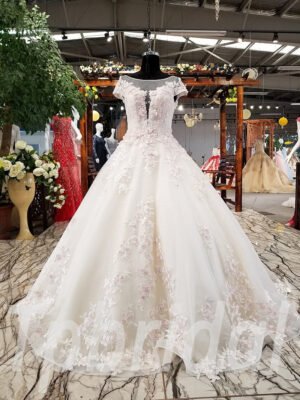 wedding dress pink and white 0238-09
