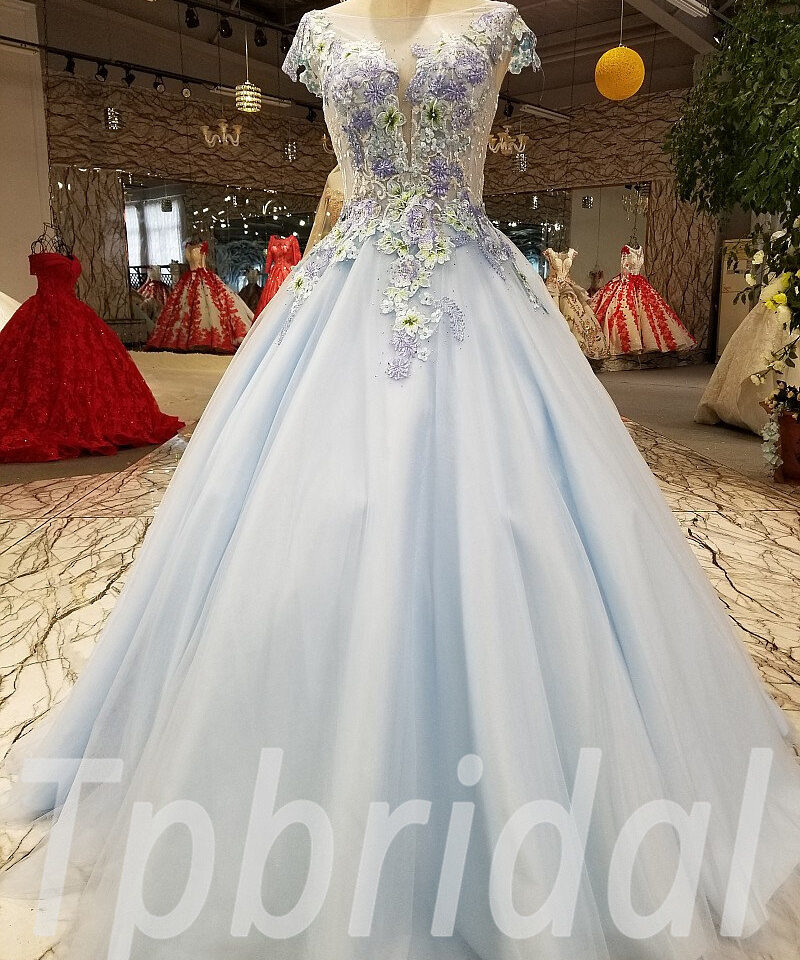 a line prom dress light blue 263-05