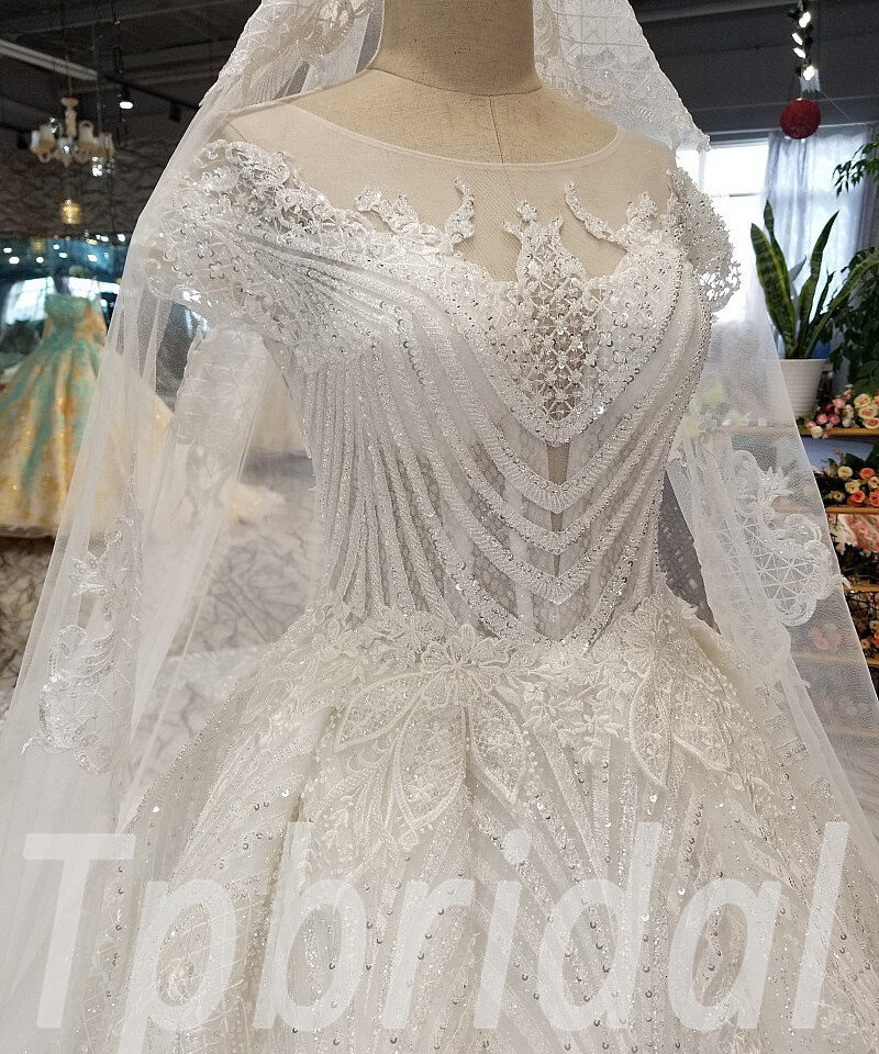 a line wedding dress with lace 286-02