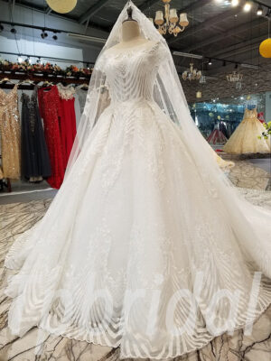 a line wedding dress with lace 286-03