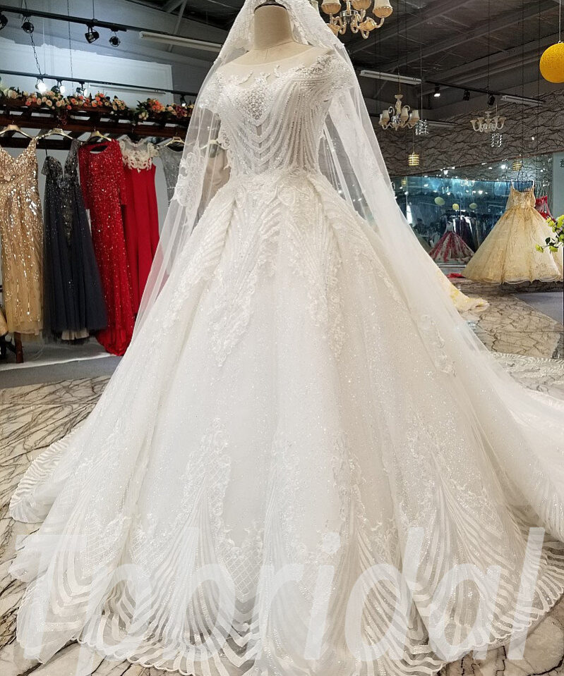 a line wedding dress with lace 286-03