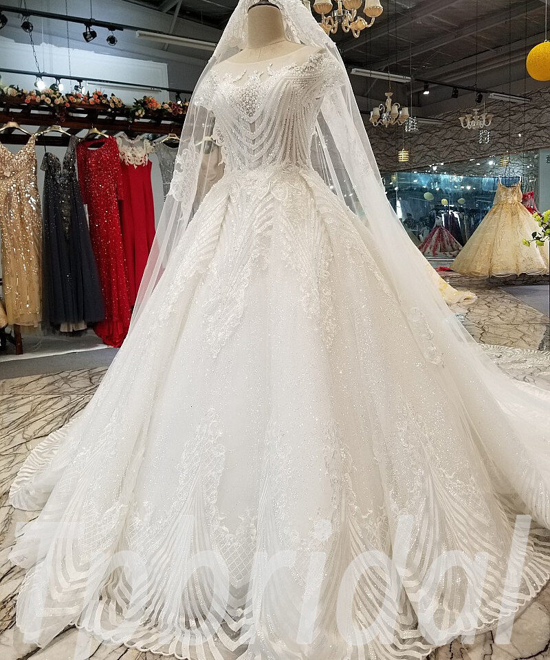 a line wedding dress with lace 286-03