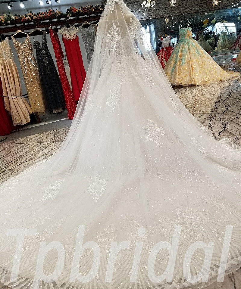 a line wedding dress with lace 286-05