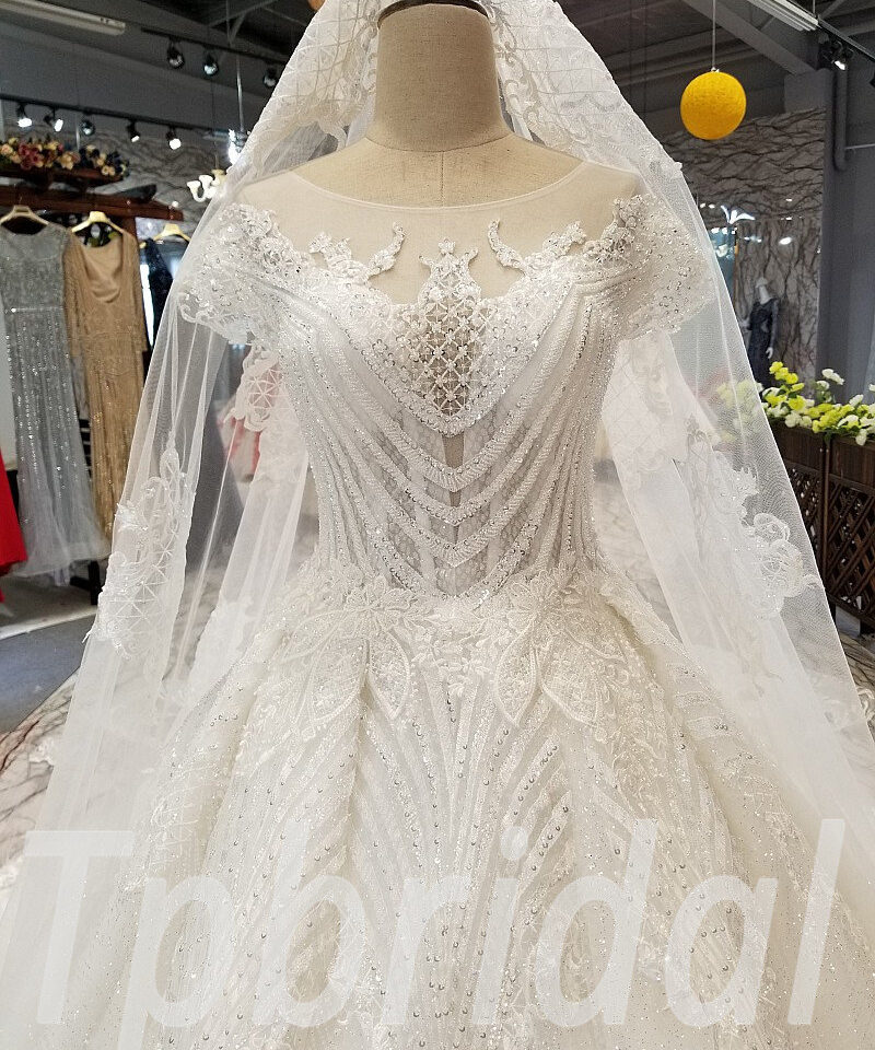 a line wedding dress with lace 286-07