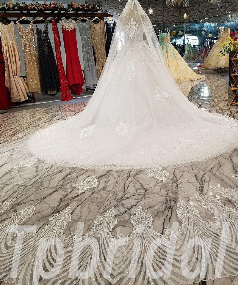 a line wedding dress with lace 286-08