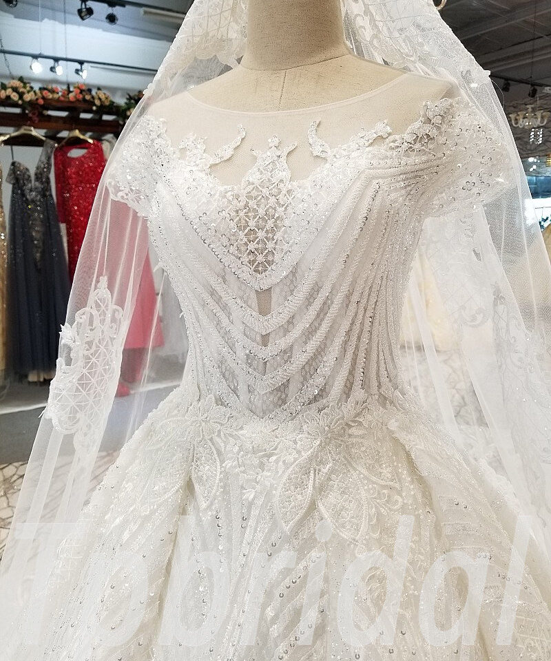 a line wedding dress with lace 286-09