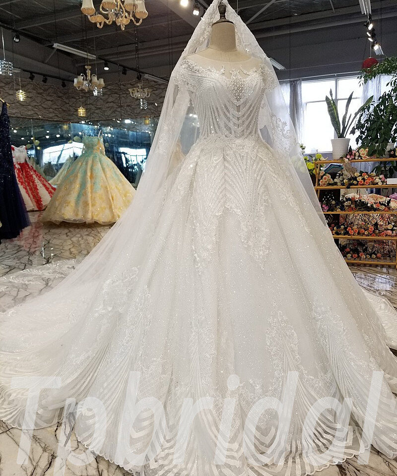 a line wedding dress with lace 286-10