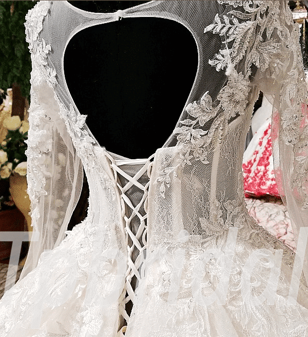 ball gown wedding dress long train 0250-01