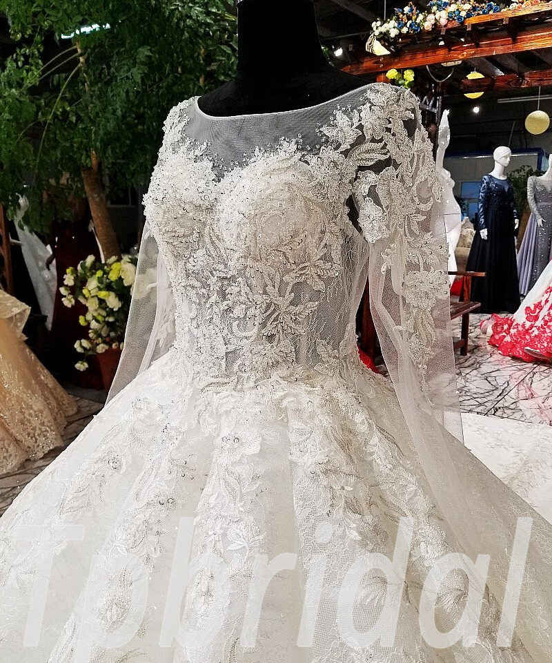 ball gown wedding dress long train 0250-10