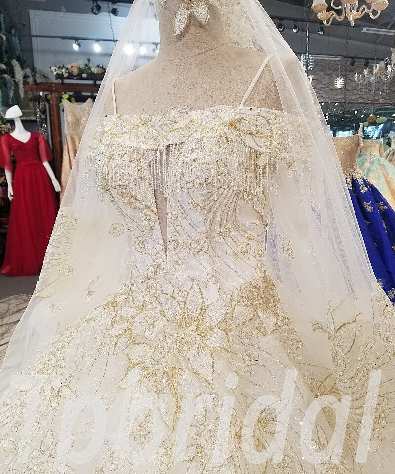 ball gown wedding dress with long train 284-06