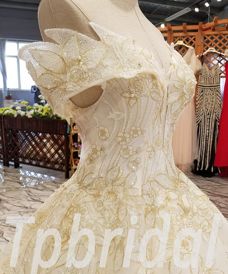 gold and white wedding dress 278-03