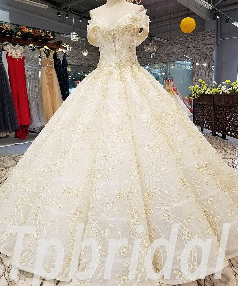gold and white wedding dress 278-04