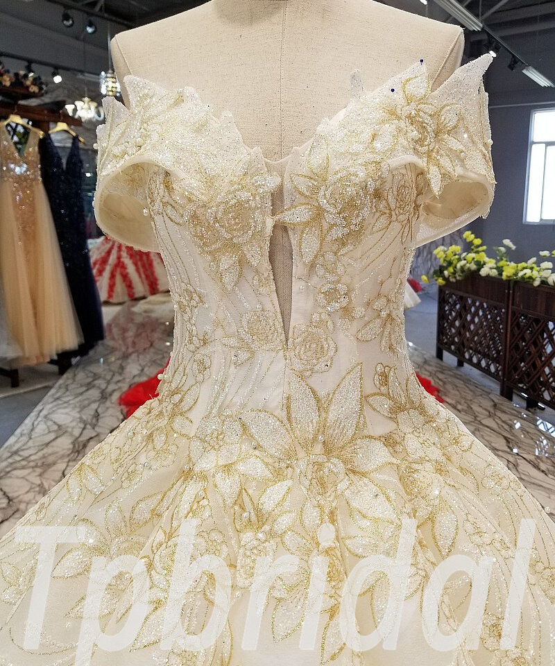 gold and white wedding dress 278-08