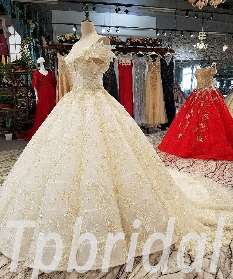 gold and white wedding dress 278-09